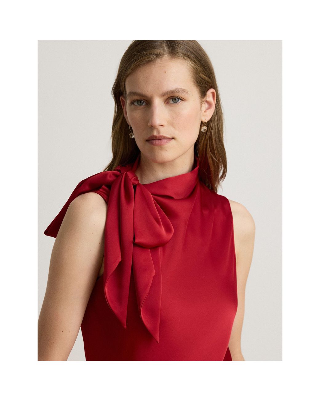Ralph Lauren Red Bow Sleeveless Blouse