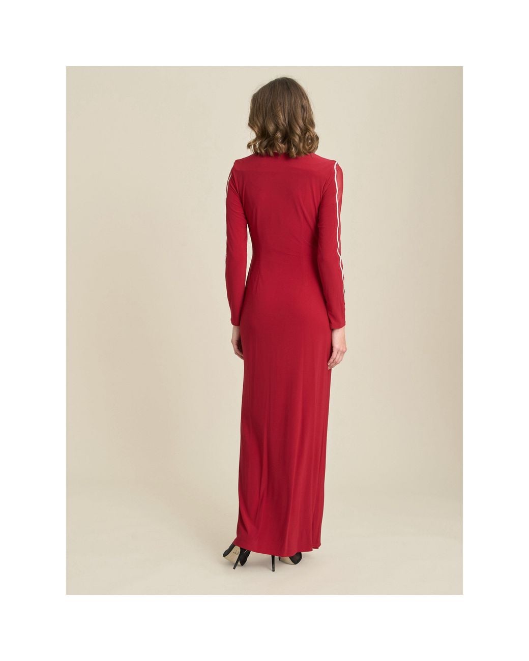 Gina Bacconi Red Stefanie Long Sleeve Maxi Dress