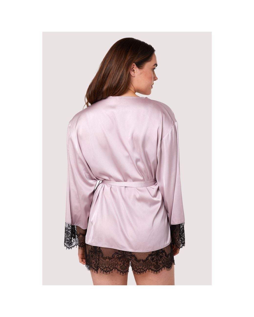 Wolf & Whistle Pink Alaia Satin Kimono Dressing Gown