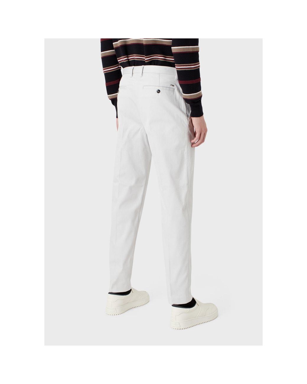 Emporio Armani White Straight Leg Trousers for men