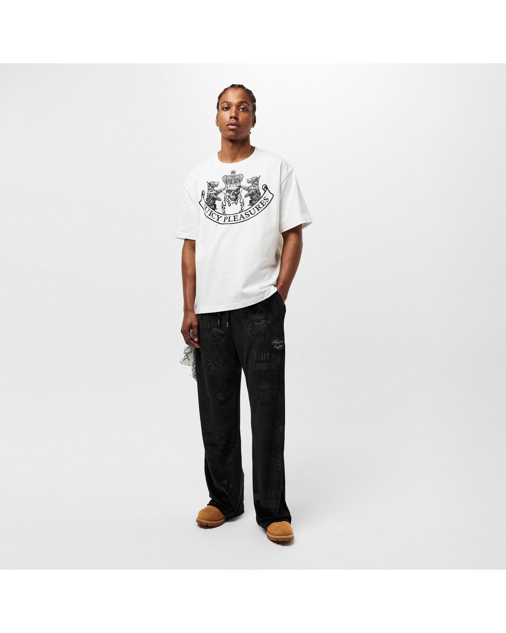 Pleasures Black X Juicy Couture Crest Velour Track Pants for men