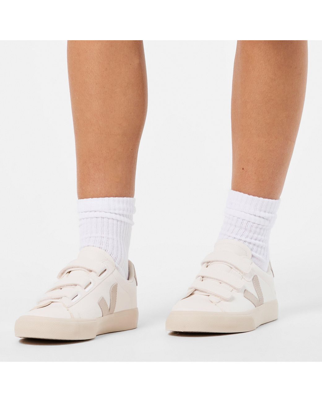 Veja White Recife Leather Velcro Court Trainers