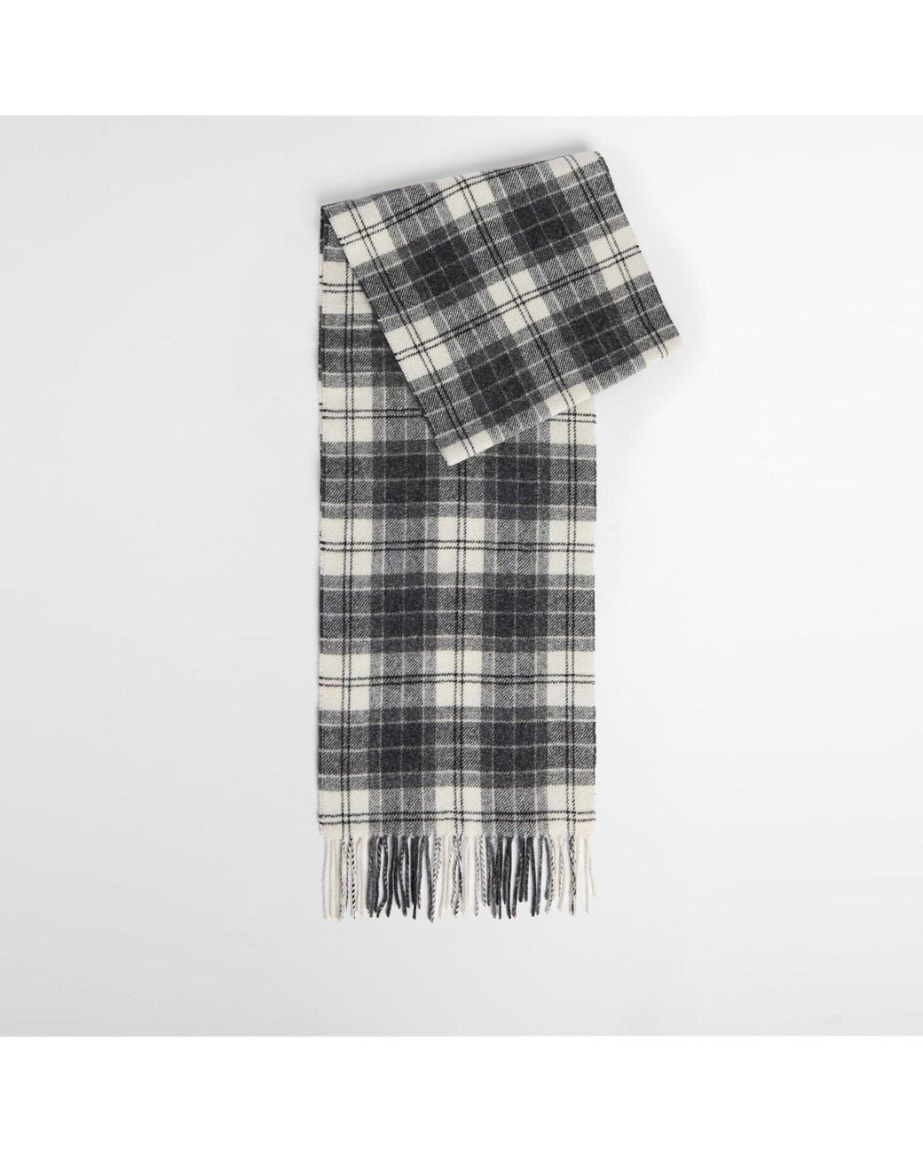 Barbour Gray Tartan Lambswool Scarf