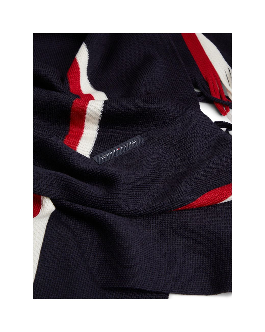 Tommy Hilfiger Black Global Stripe Wool Blend Scarf