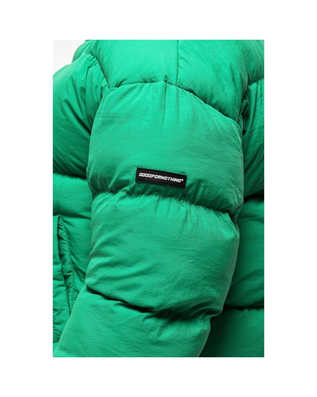 Good For Nothing Green Oversized Funnel Neck Puffer Jacket