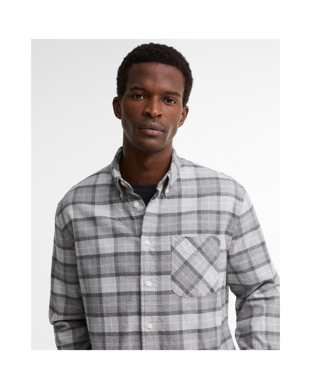 Barbour Gray Dunoon Tartan Cotton Long-Sleeve Shirt for men