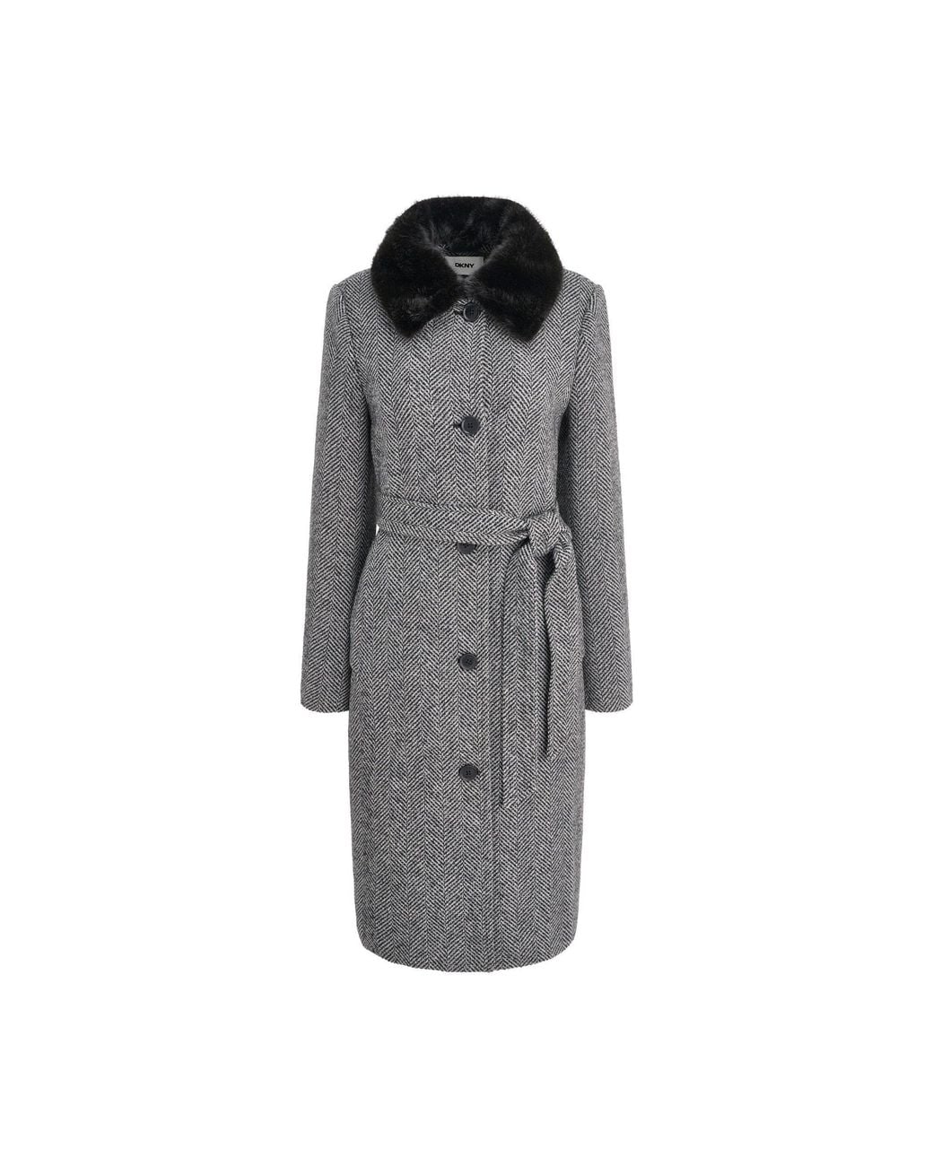 DKNY Gray Outerwear Trench Coat