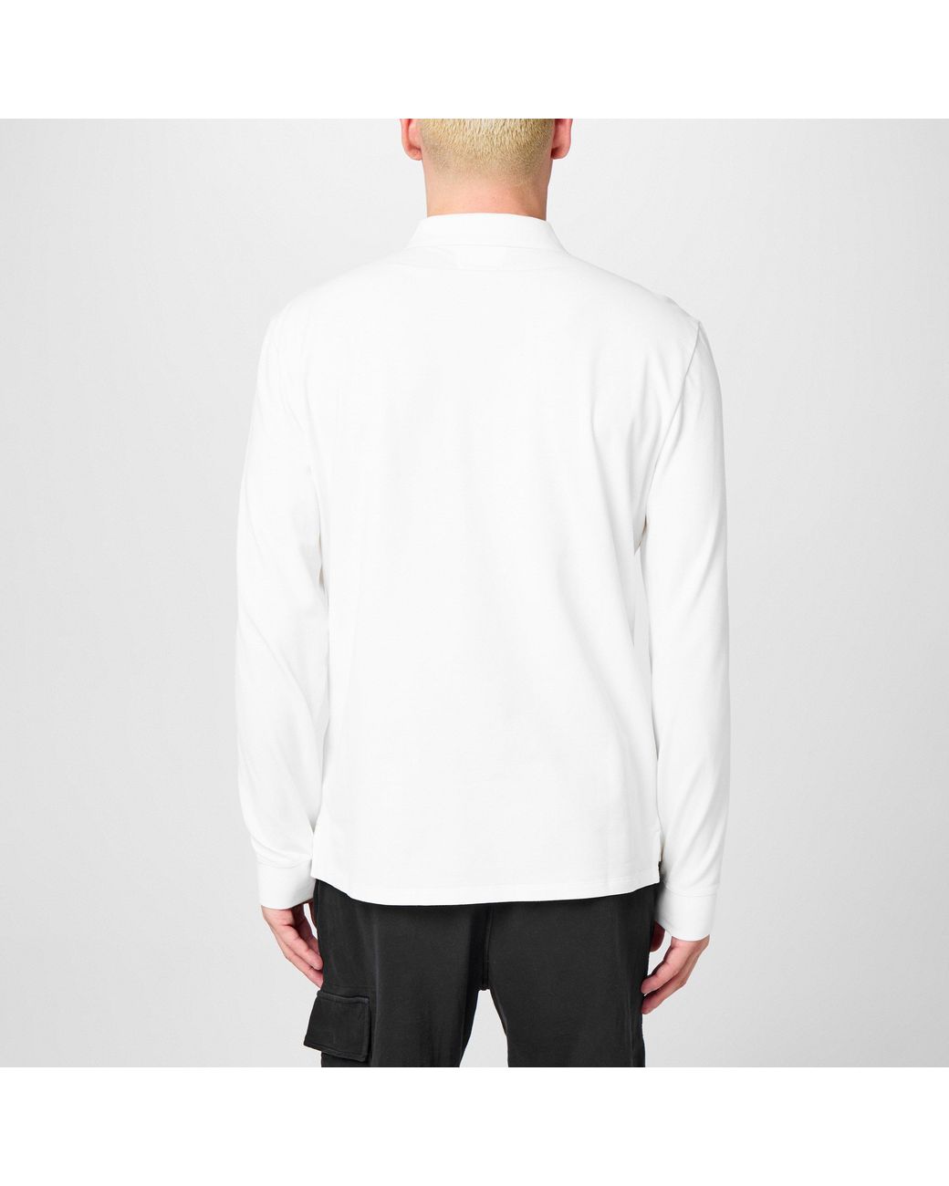 C P Company White C.P. Cotton Long Sleeve Polo Shirt for men
