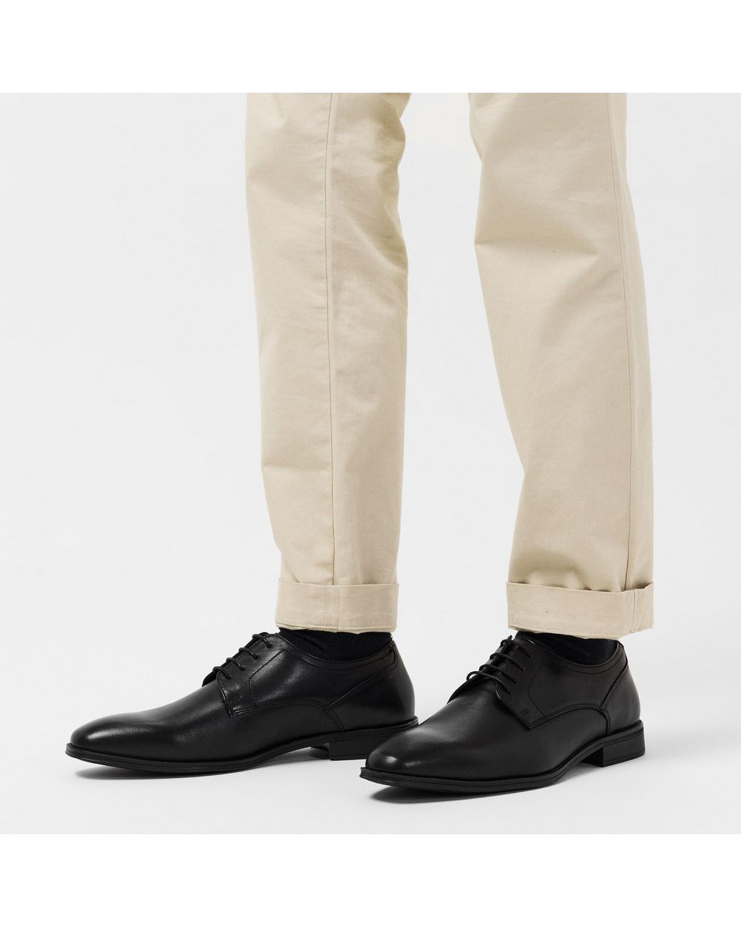 Dune Black Satin Derby Shoes for men