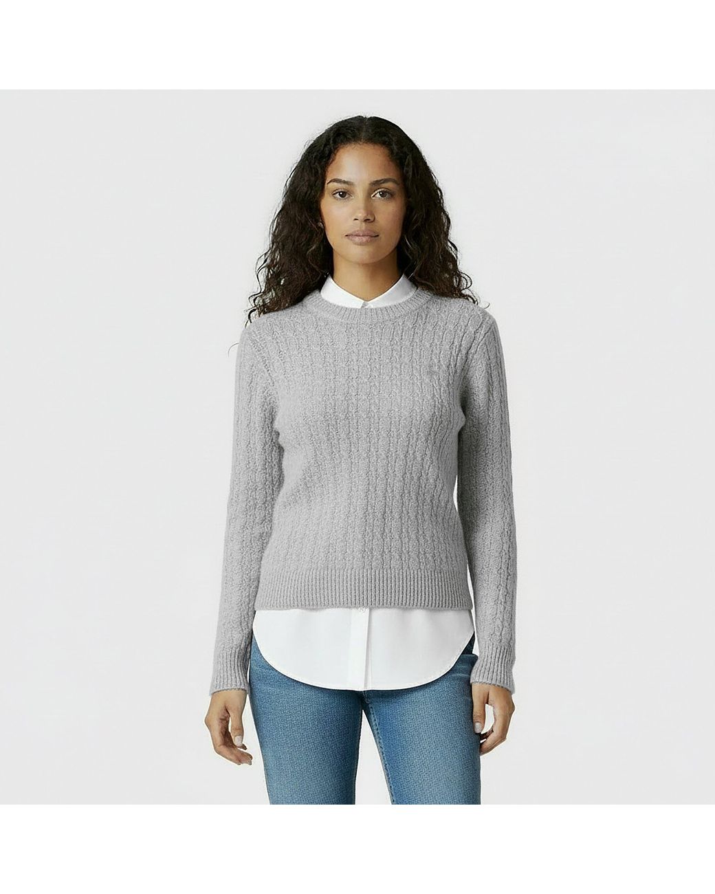 Jack Wills Gray Jack Tinsbury Merino Wool Blend Cable Knitted Jumper