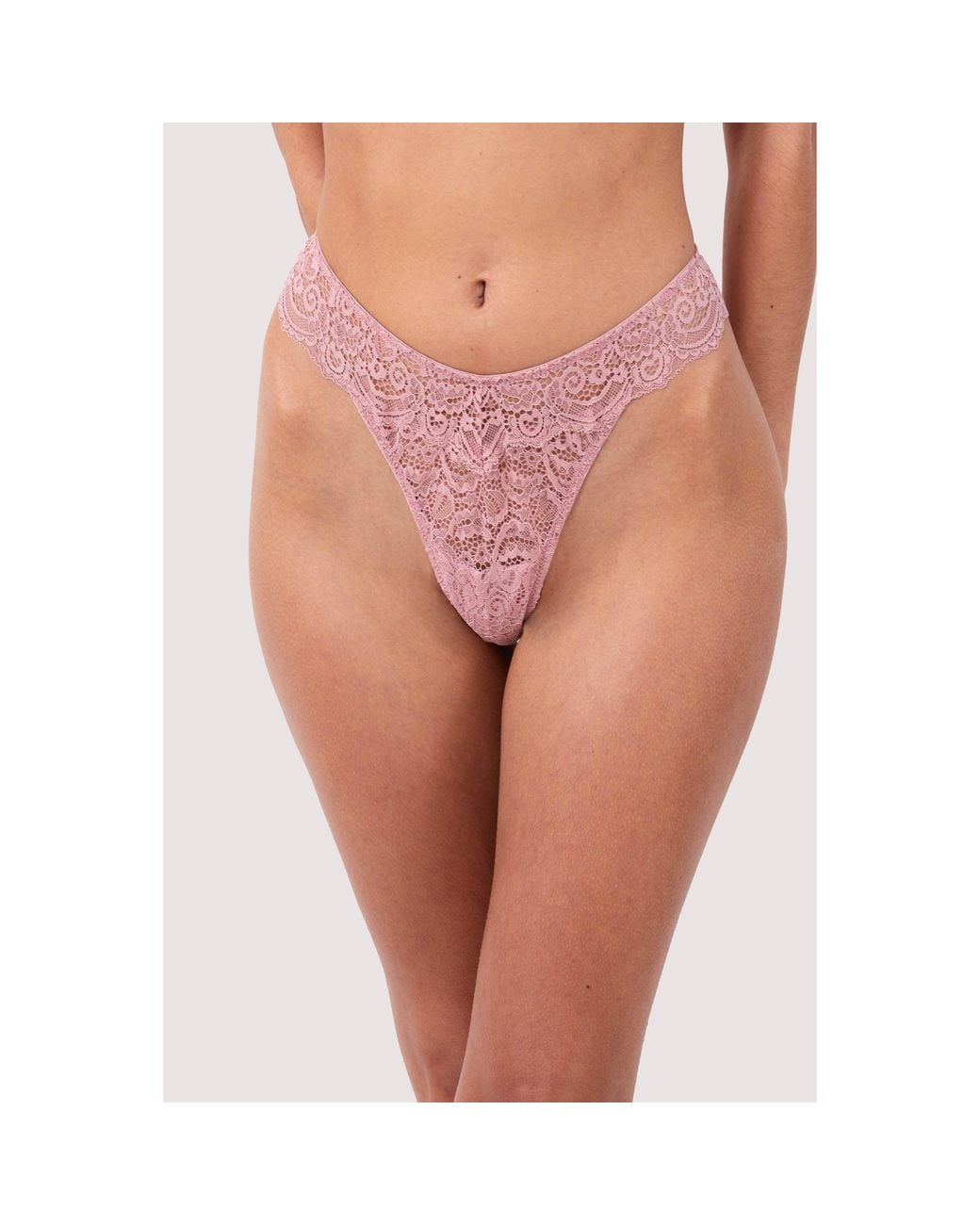 Wolf & Whistle Pink Ariana Ash Rose Lace Thong