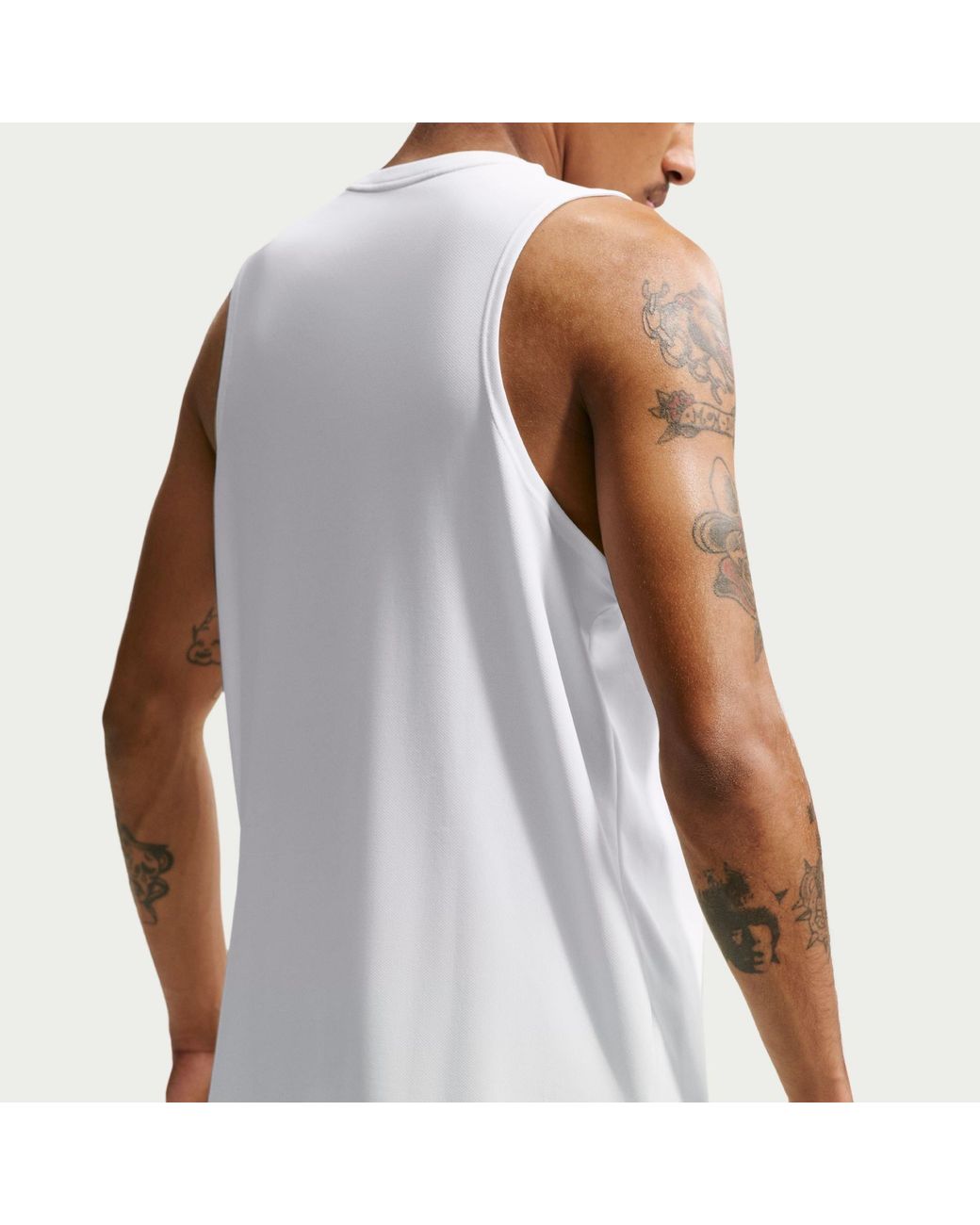Nike White Miler Dri-Fit Running Tank Top for men