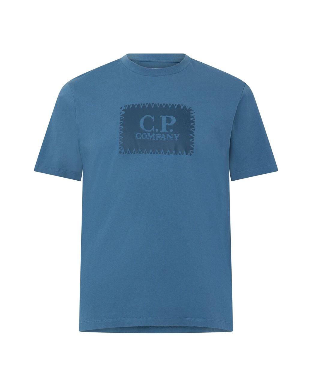 C P Company Blue Block Logo Regular Fit T-Shirt for men