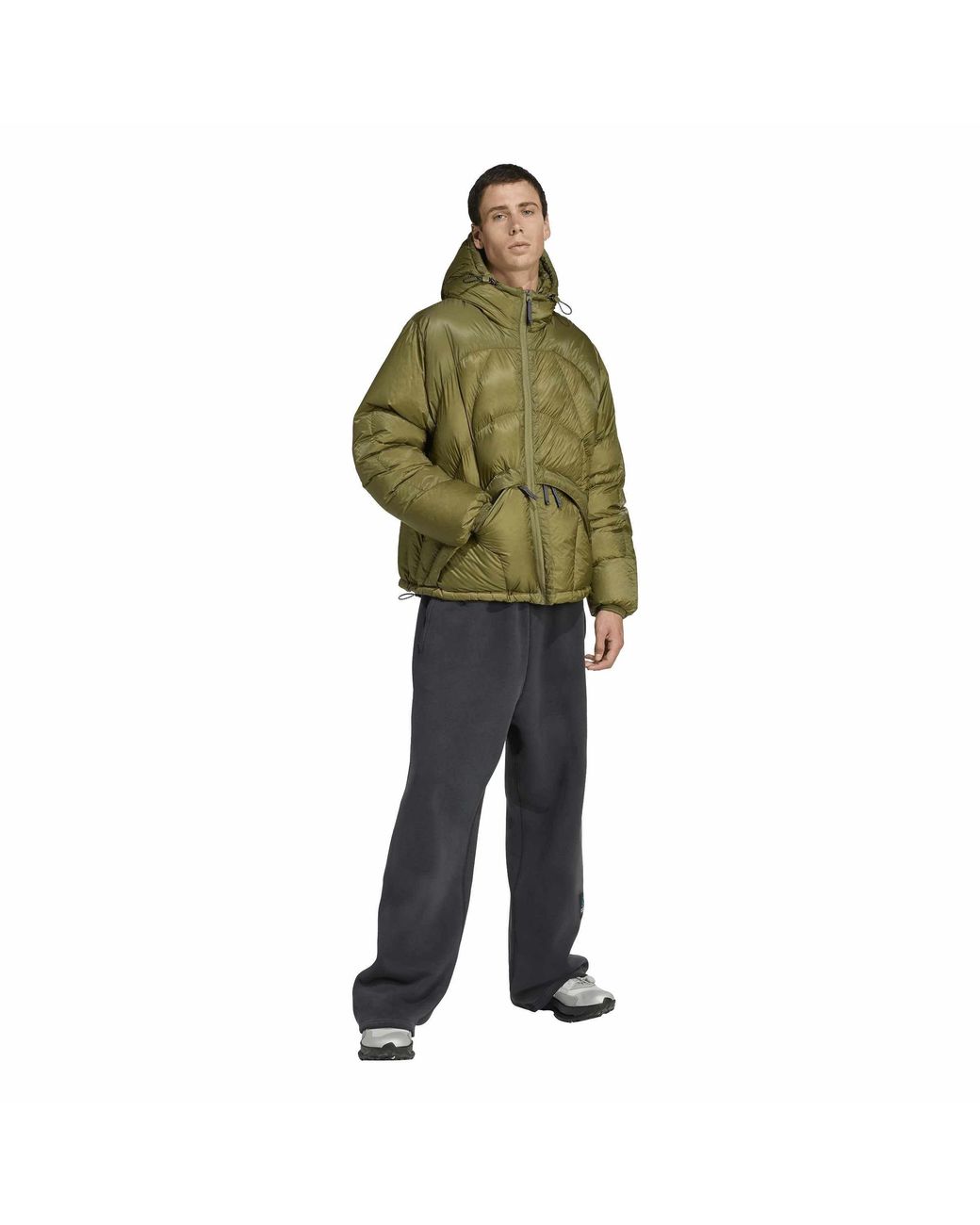 Adidas Green Eqt Full-Zip Hooded Short Puffer Jacket for men