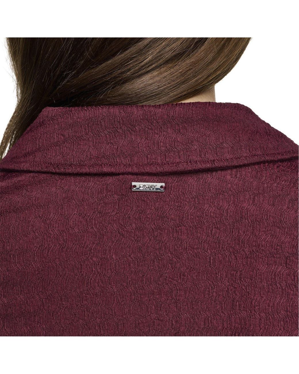DKNY Petite Fitted Collared Neck Top