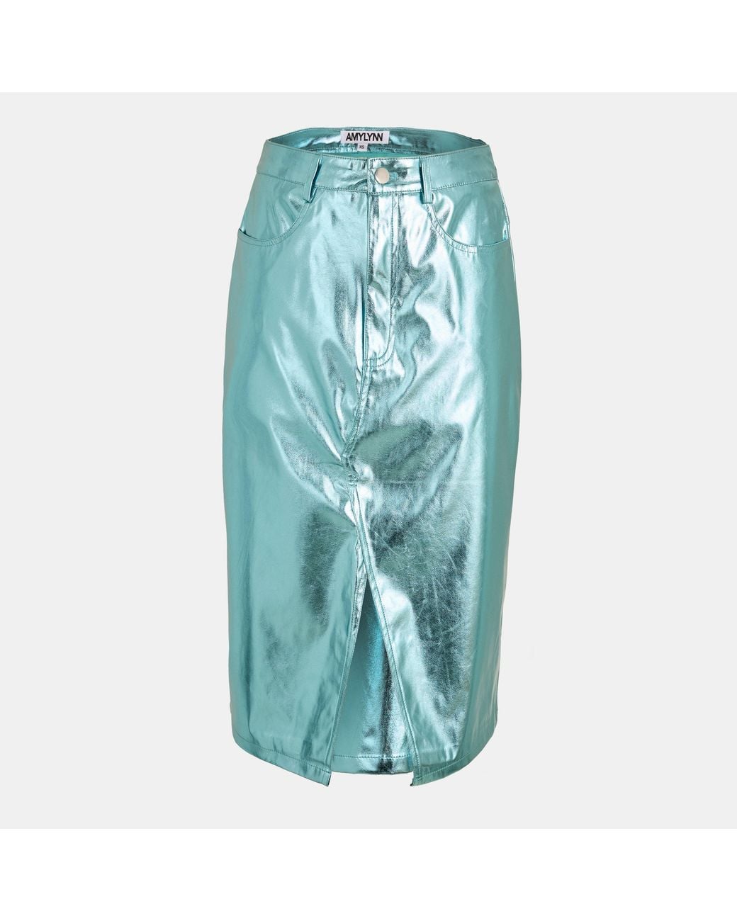 Amy Lynn Blue Metallic Midi Skirt