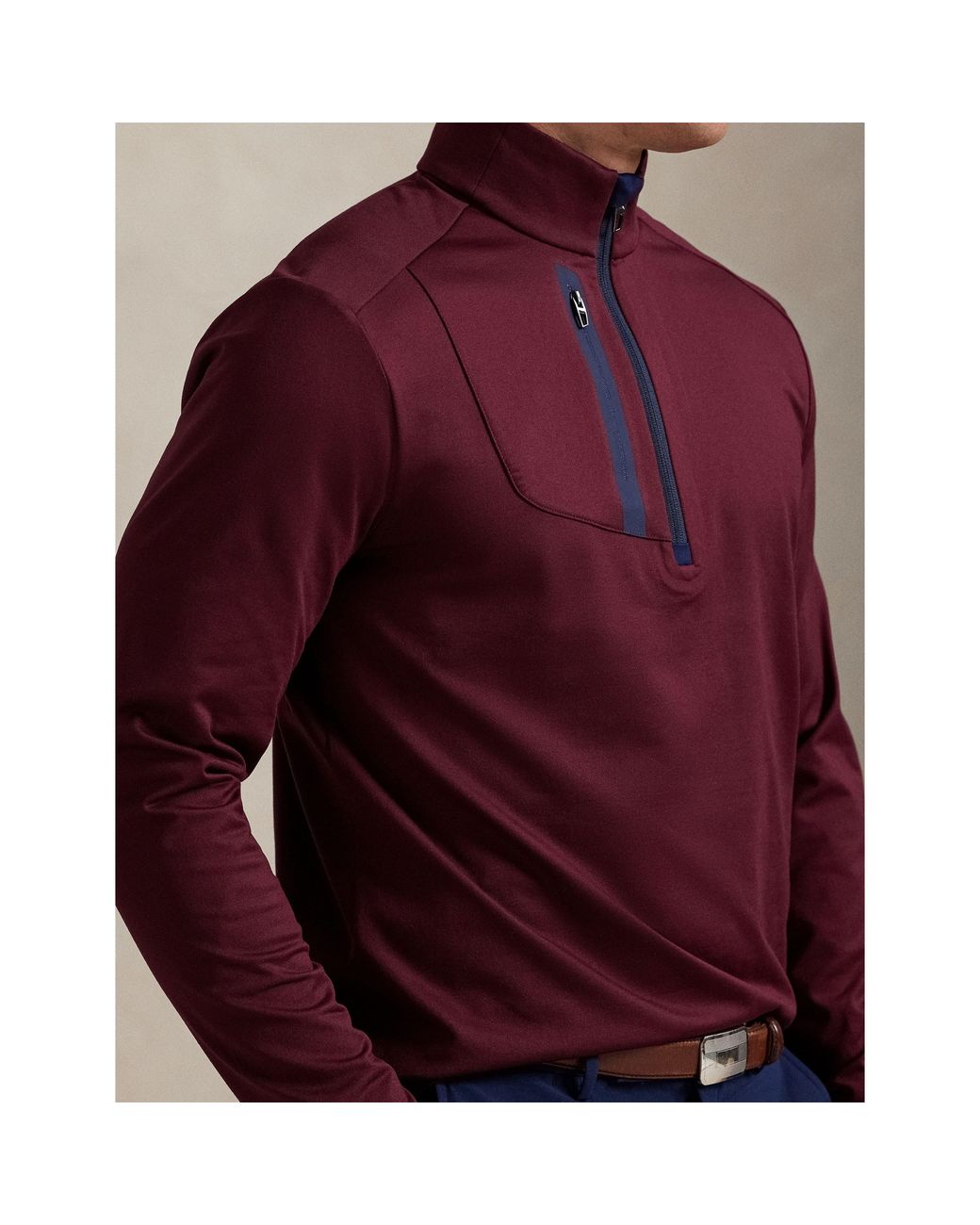 Polo Ralph Lauren Purple Rlx Cotton Long Sleeve Half Zip Performance Golf Jacket for men