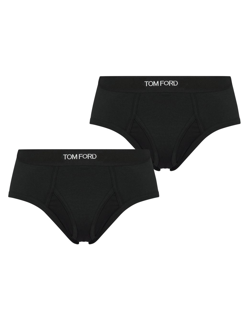 Tom Ford Black Plain Cotton Briefs, 2-Pack for men