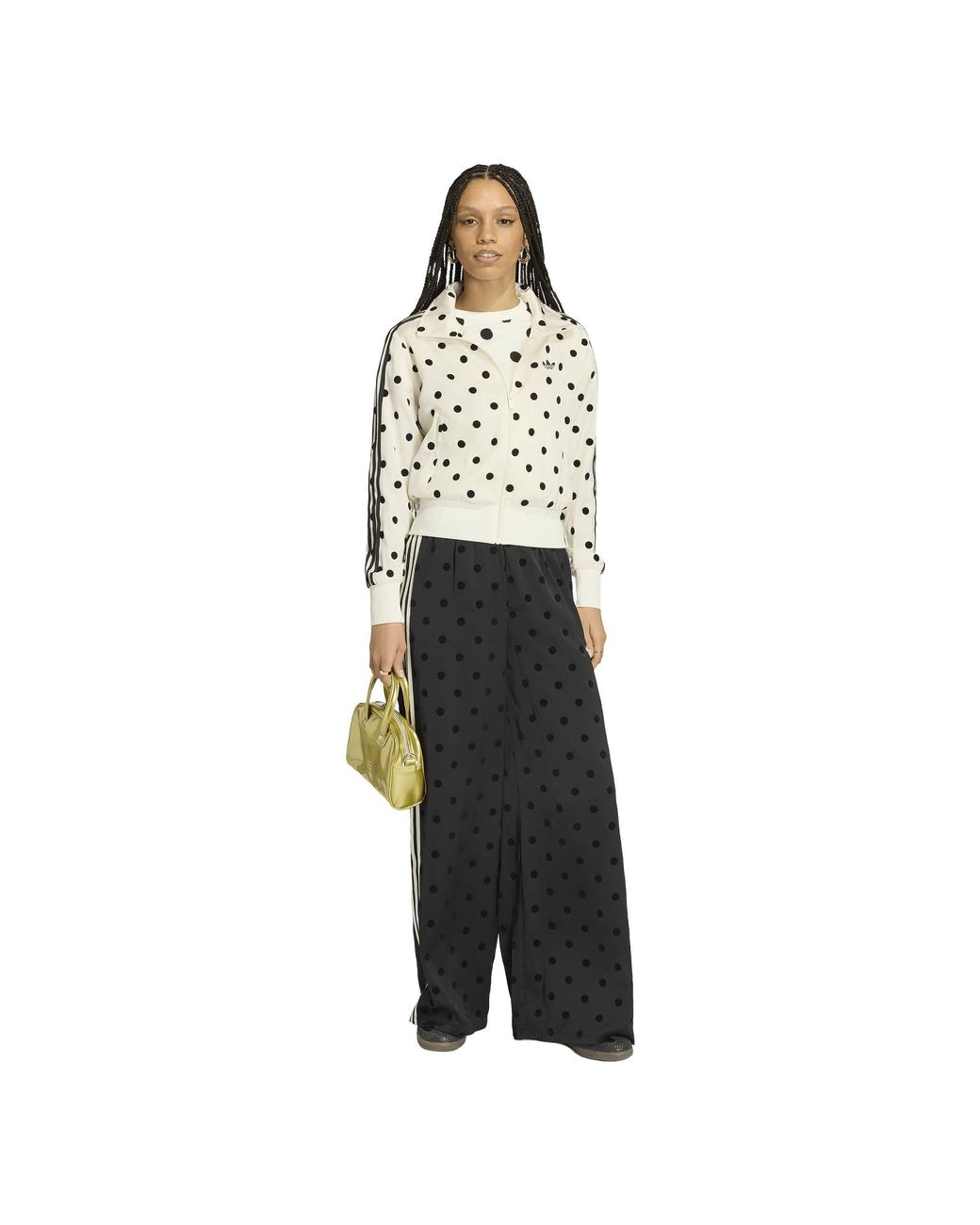 Adidas Originals White Satin Polka Dot Tracksuit Top