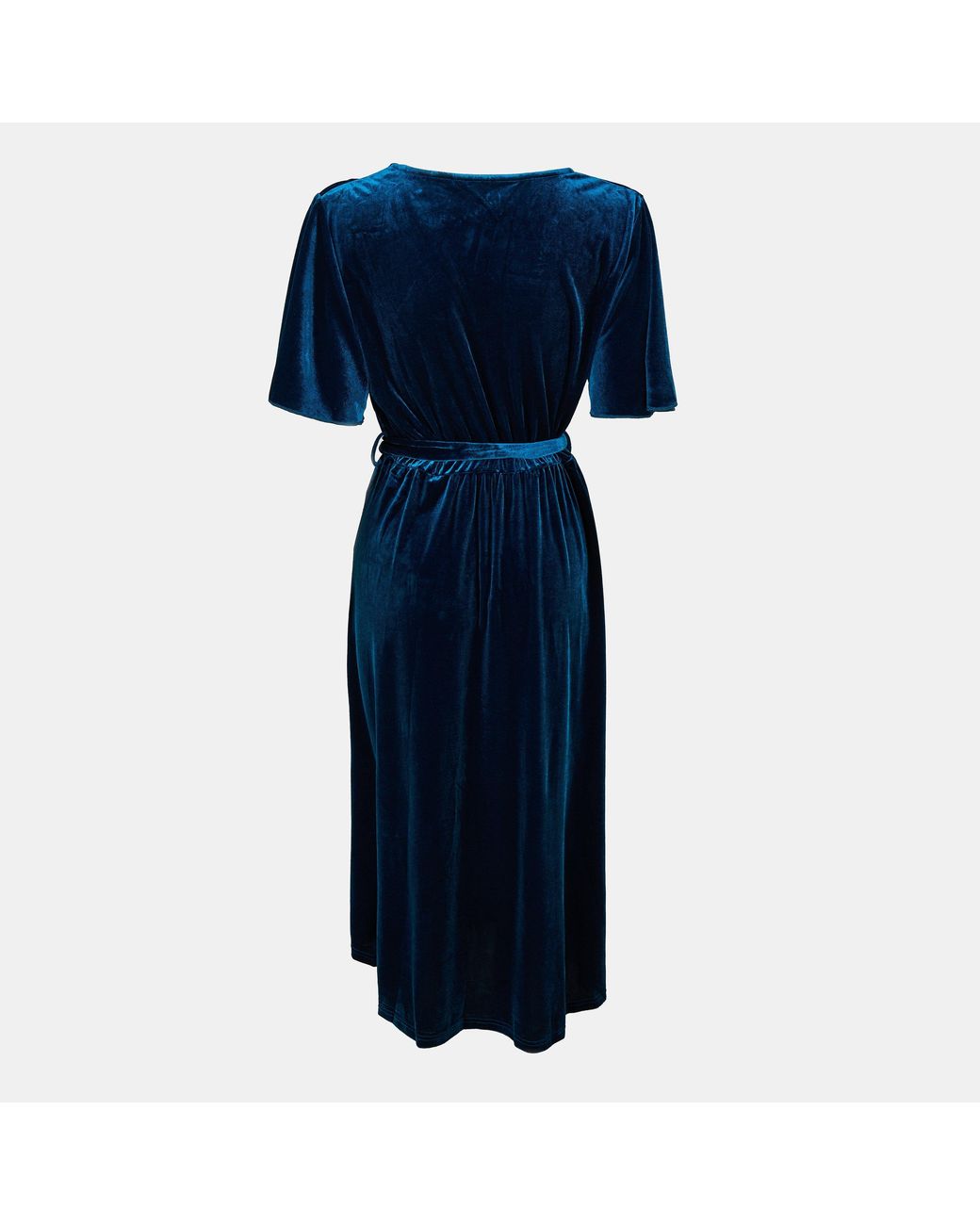 Yumi' Blue Wrap Over Midi Dress