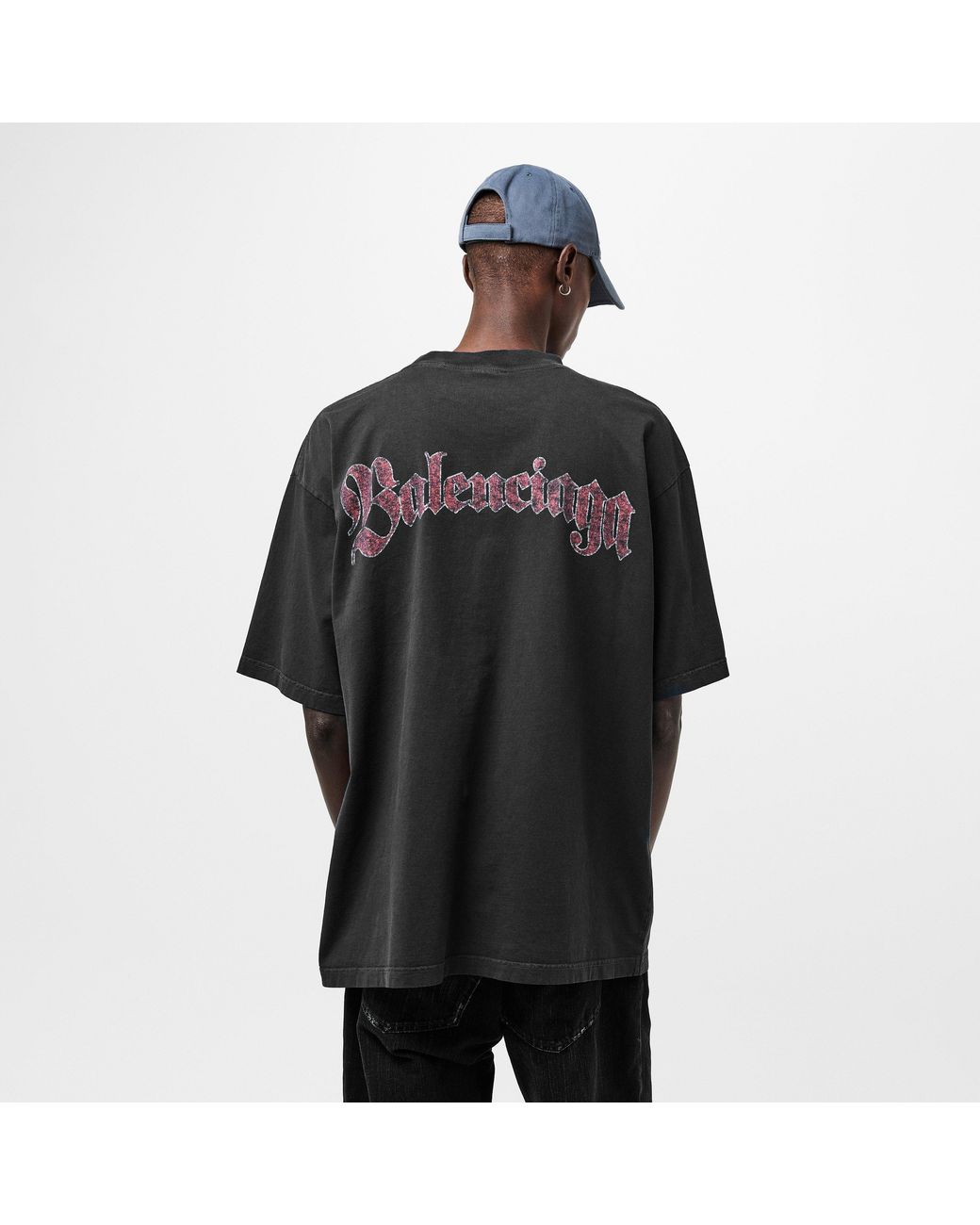 Balenciaga Black T-Shirt With Colorful Print for men