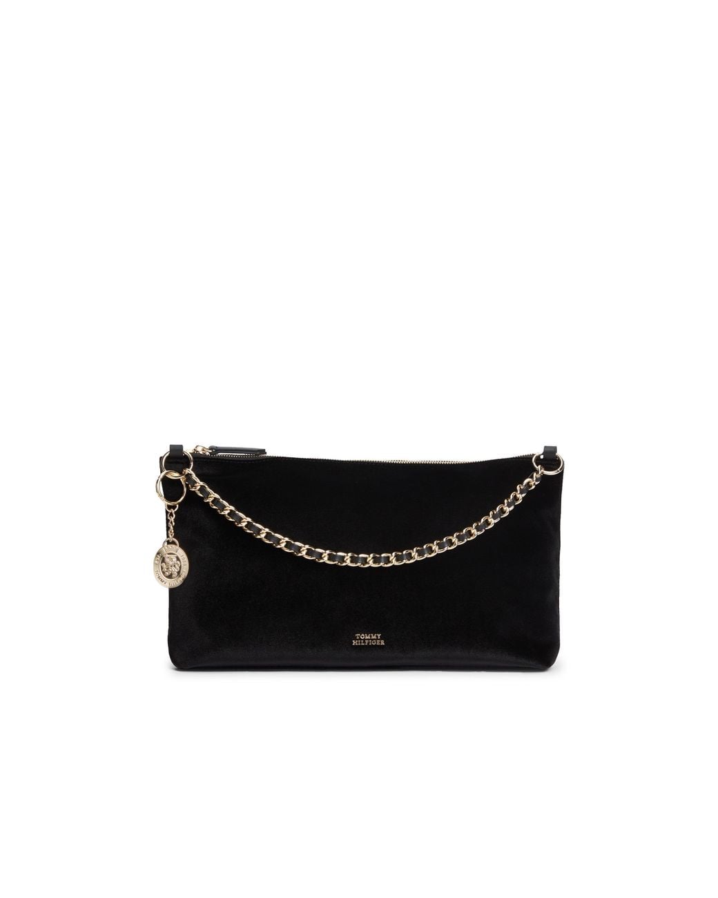 Tommy Hilfiger Black Velvet Wallet On Chain