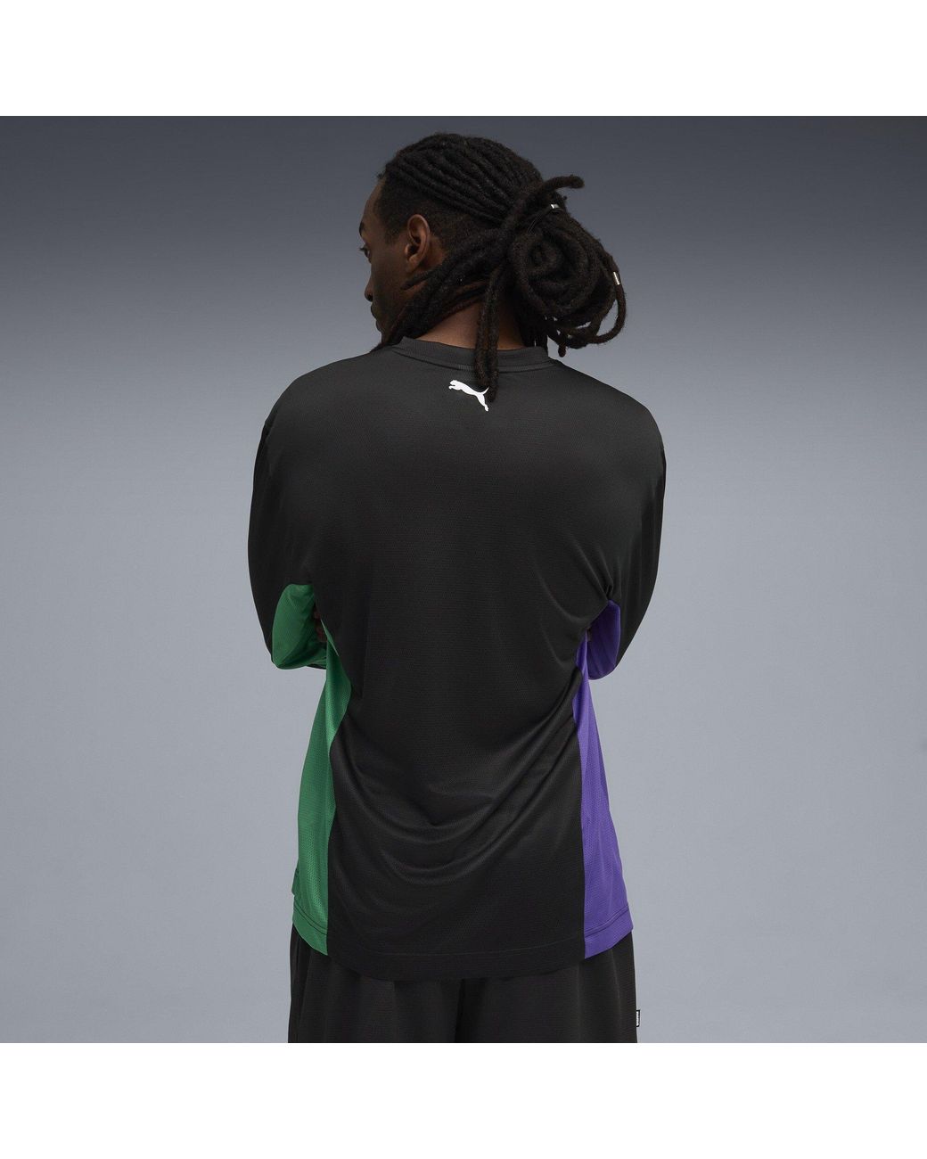 PUMA Black Hoopaverse Shooting Long Sleeve Performance Gym Top for men