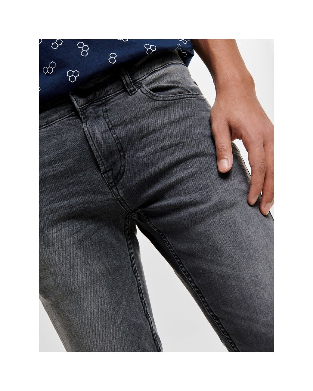 Only & Sons Gray Skinny Jeans for men