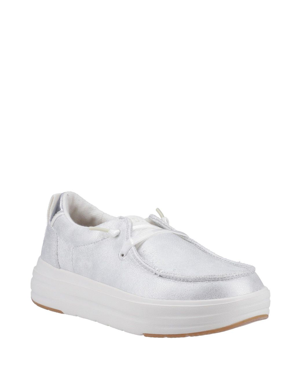 HeyDude White Wendy Nova Shimmer Low-Top Trainers