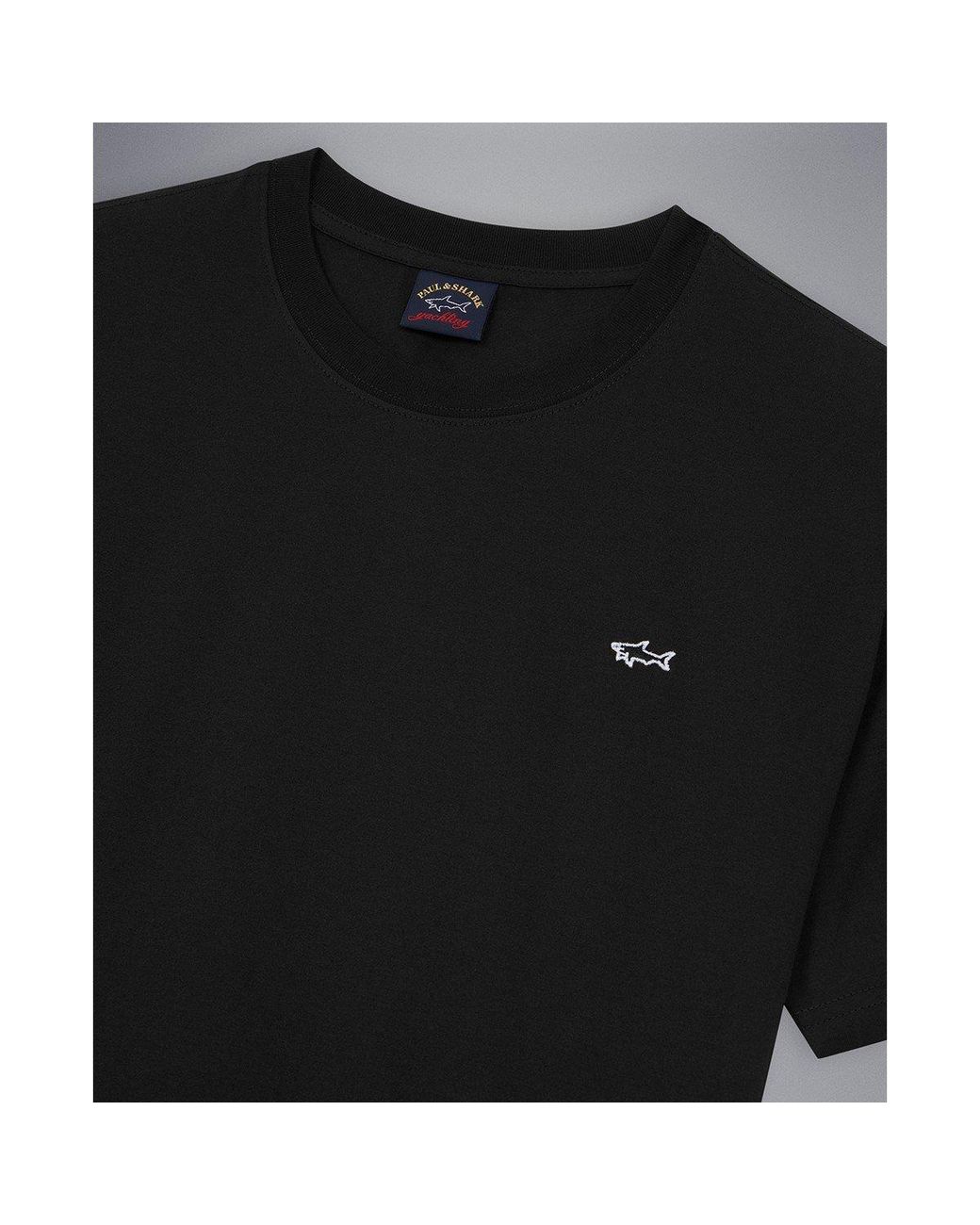 Paul & Shark Black Embroidered Logo T-Shirt for men