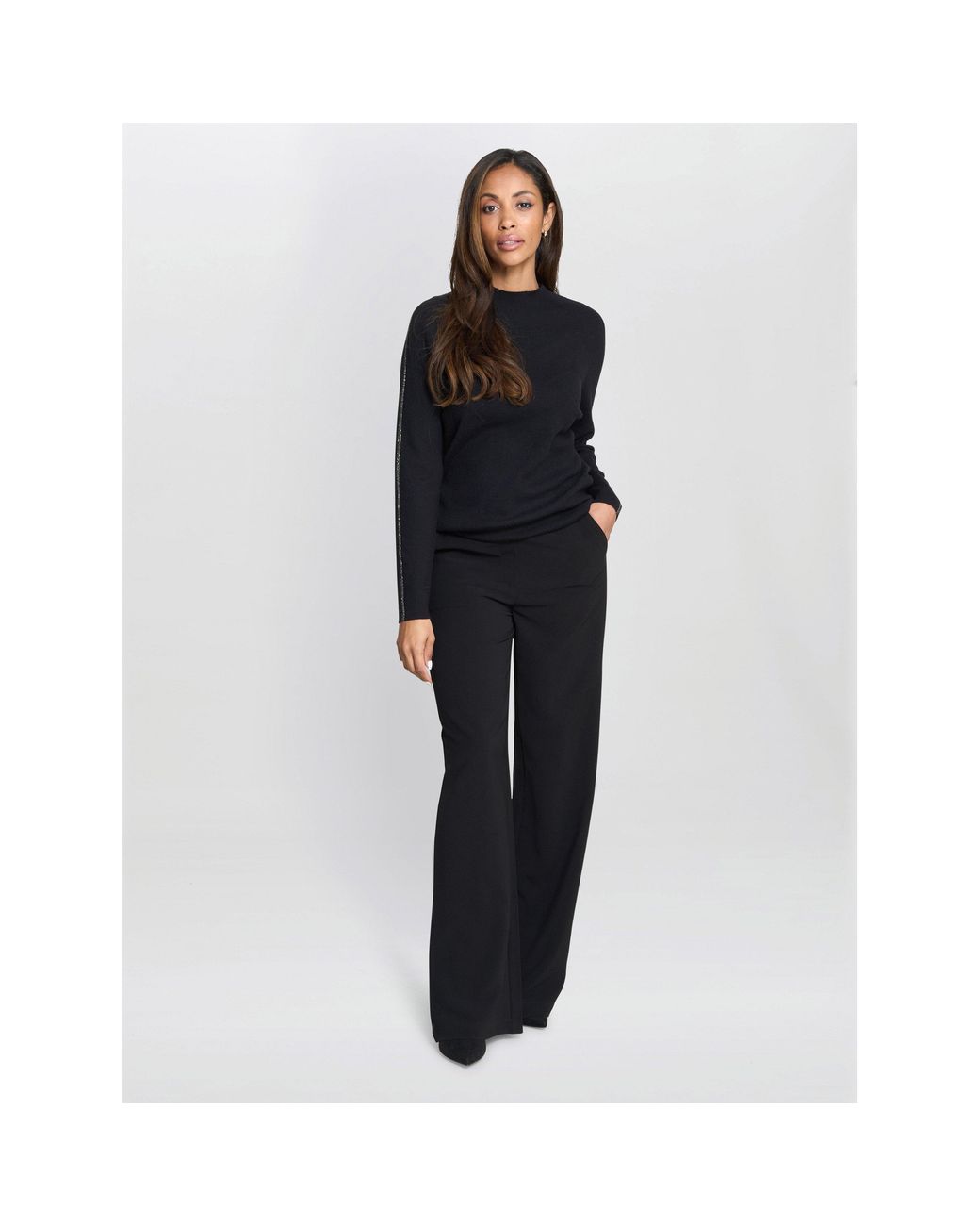 Gina Bacconi Blue Alexia Wide Leg Tailored Trousers
