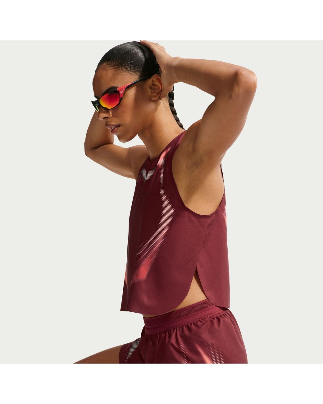 Nike Red Aeroswift Dri-Fit Adv Cropped Running Tank Top