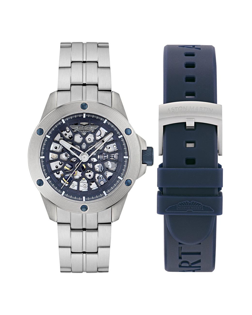 Aston Martin Blue Automatic Watch Box Set Sn62 for men