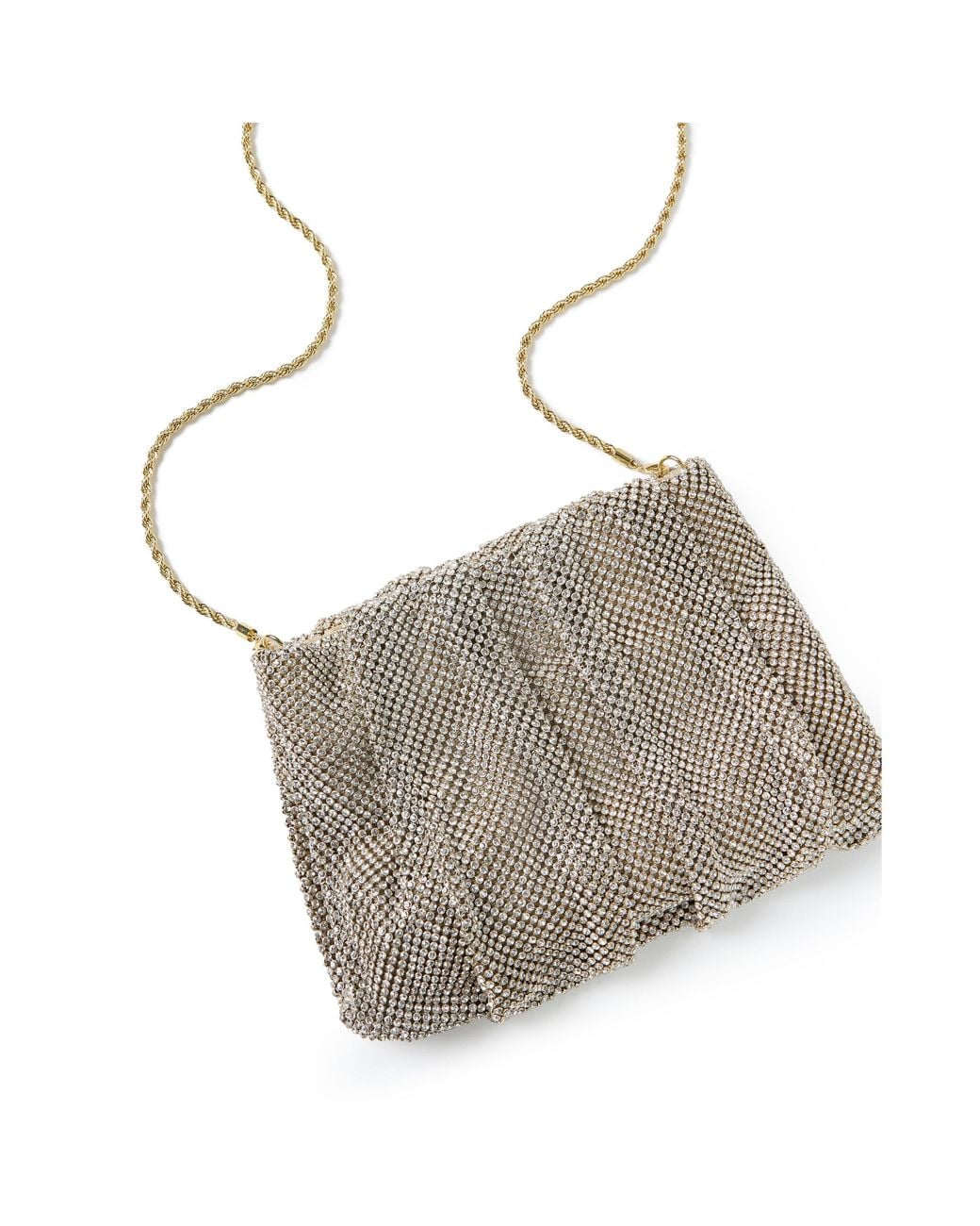 Loeffler Randall Gray Ember Diamanté Gathered Clutch Bag