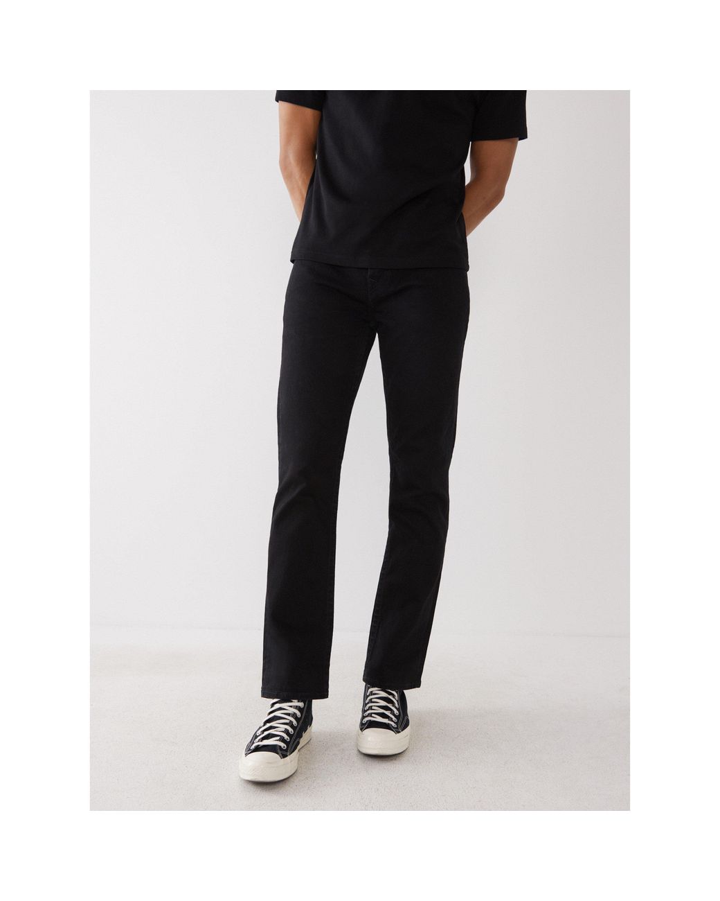 True Religion Black Straight Leg Jeans for men