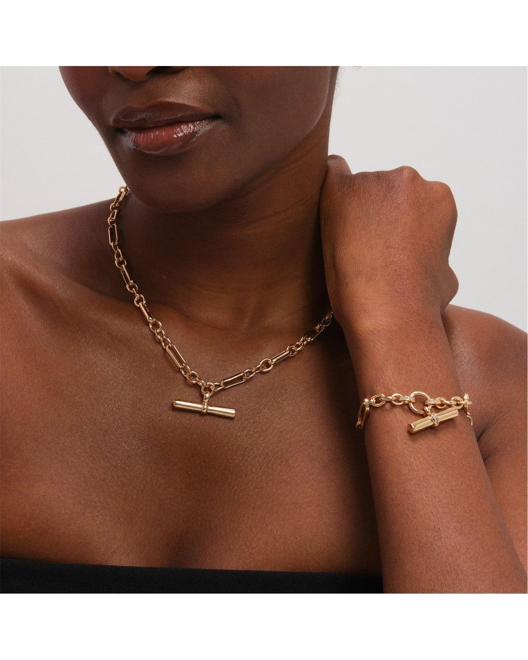 Jon Richard Metallic Plated Luxe T-Bar Necklace
