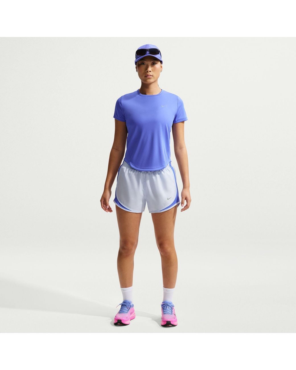 Nike Blue Tempo Dri Fit Short Sleeve Running Top