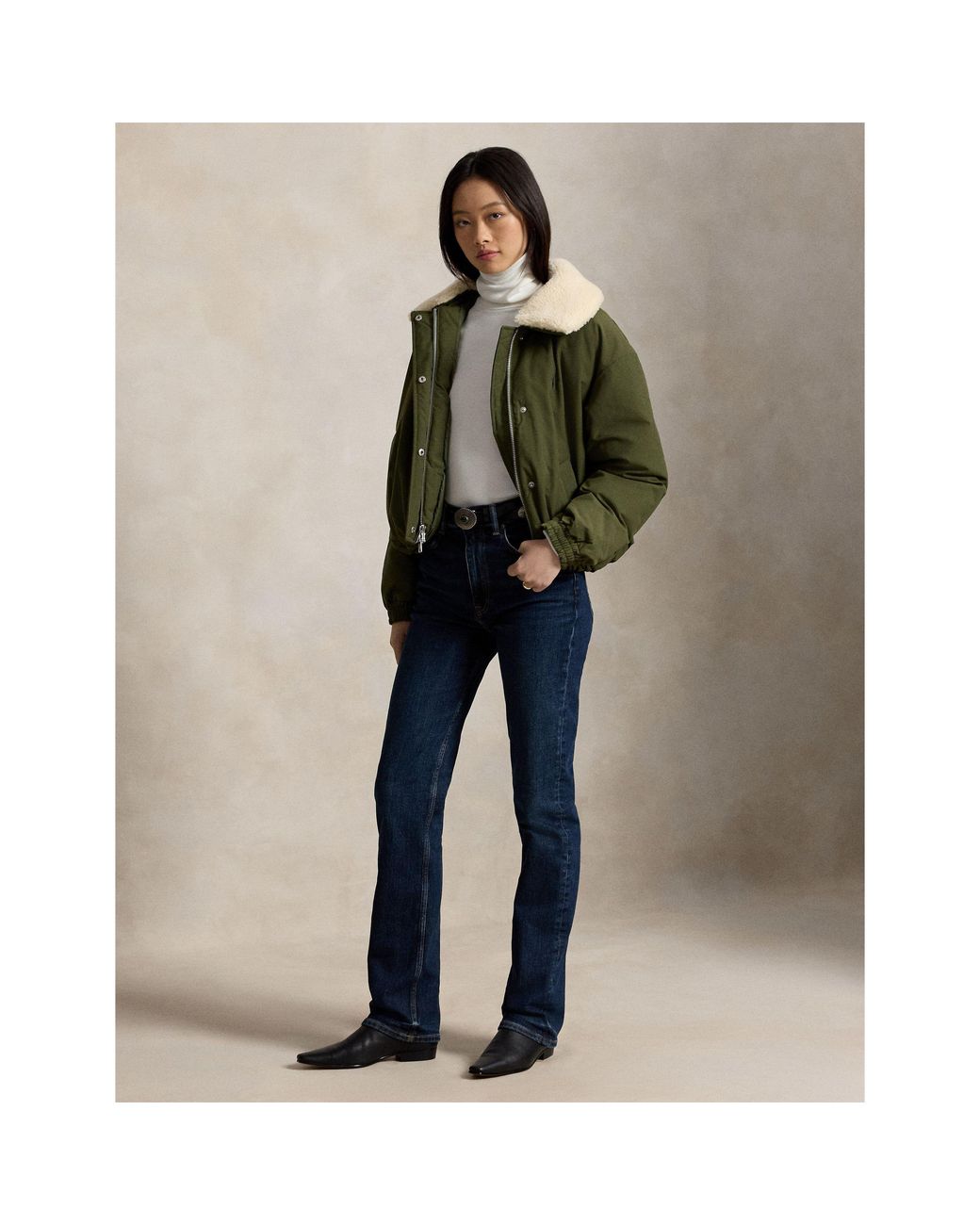 Polo Ralph Lauren Green Bomber Duck Down Full-Zip Short Puffer Jacket