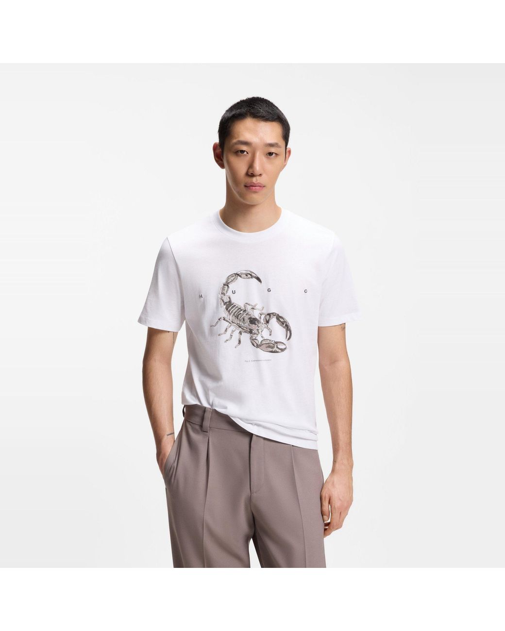 HUGO White Cotton-Jersey T-Shirt With Spaced-Out Logo for men