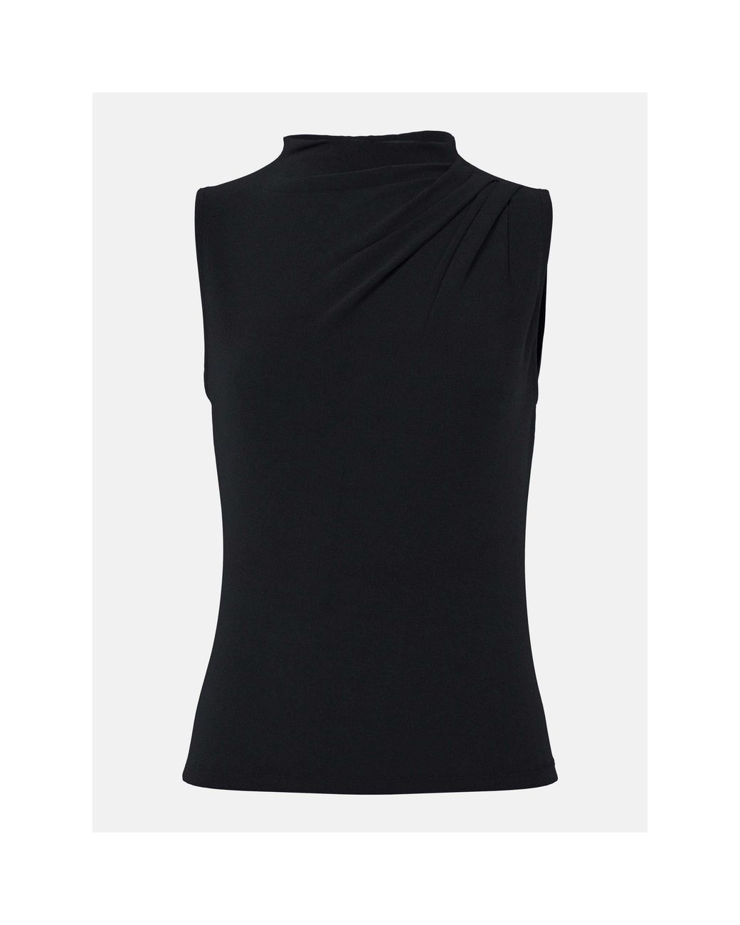Pieces Black Madison Draped Sleeveless Slim-Fit Shirt