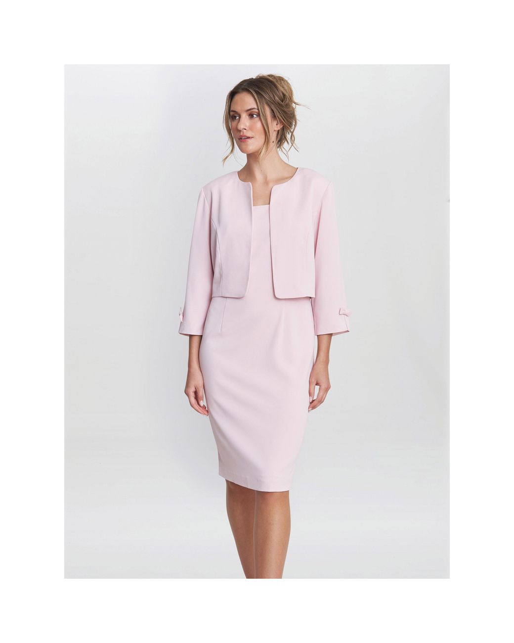 Gina Bacconi Pink Corinne Crepe Dress And Jacket