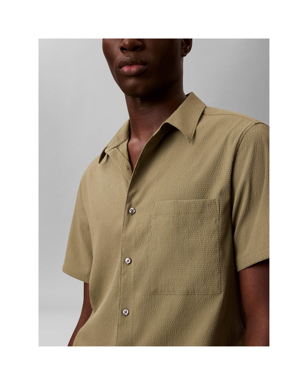 Calvin Klein Green Short Sleeve Plain Shirt for men