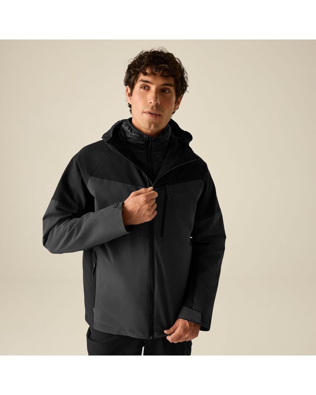 Regatta Black Wentwood Waterproof 3-In-1 Jacket for men
