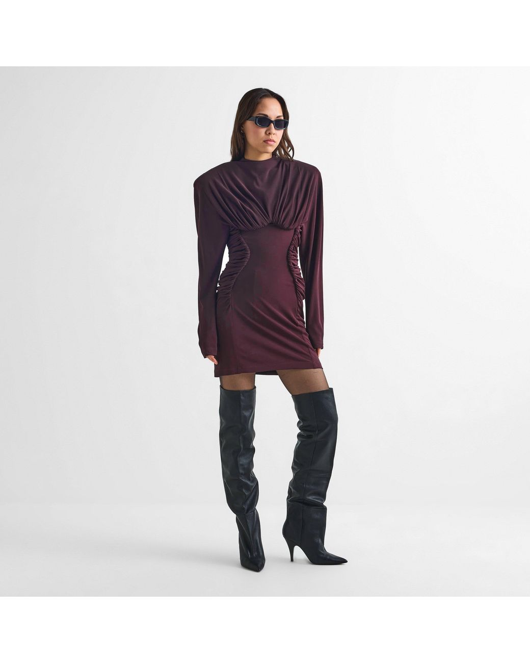 Stella McCartney Purple Long Sleeve Jersey Mini Dress