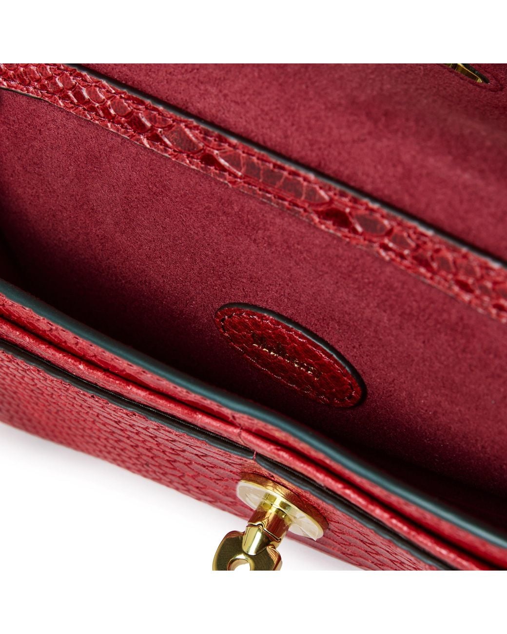 Mulberry Red Lily Leather Wallet On Chain