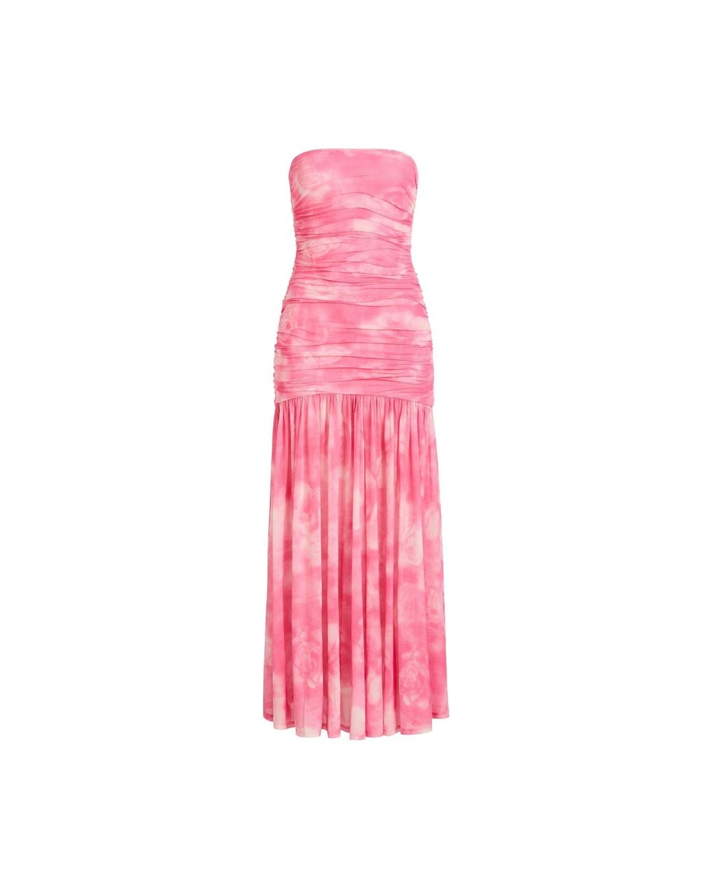 Bardot Pink Solana Strapless Tie Dye Ruched Maxi Dress