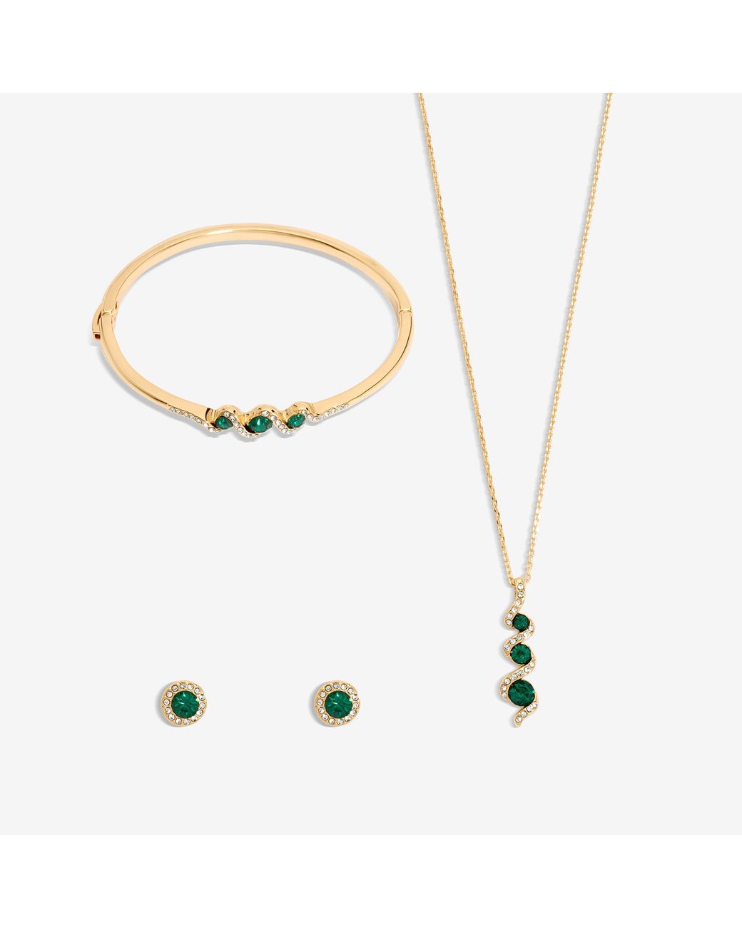 Jon Richard Black Emerald Crystal Twist Drop Trio Set