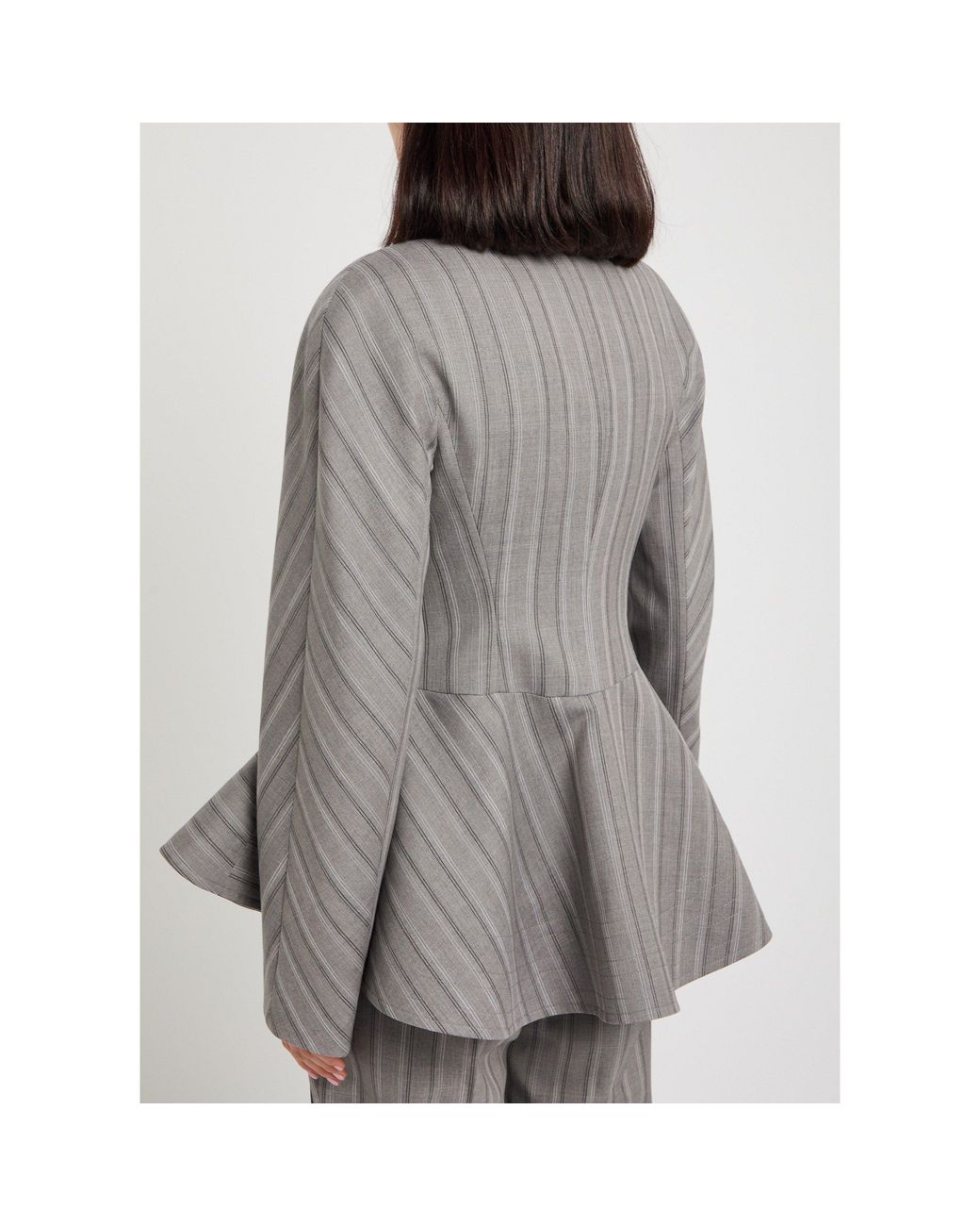 Stella McCartney Gray Stripe Tailoring Peplum Jacket