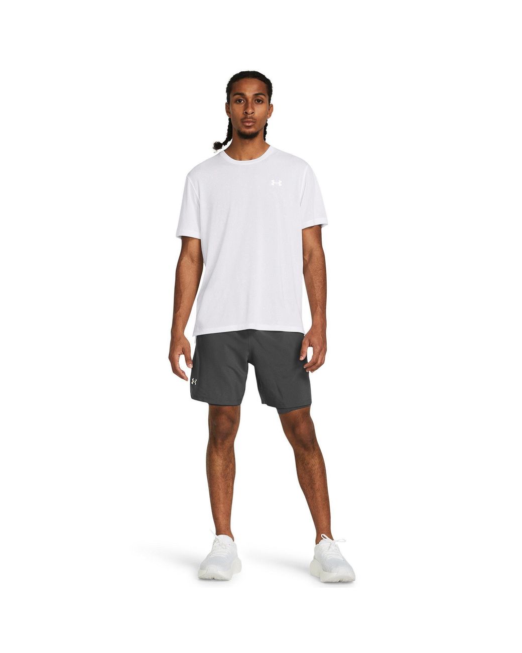 Under Armour Gray Ua Launch Run 2-In-1 Shorts for men