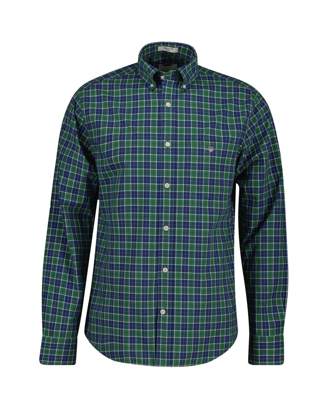 Gant Green Classic Poplin Check Long Sleeve Shirt for men